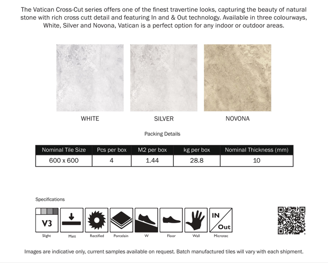 Vatican Cross Cut Specifications